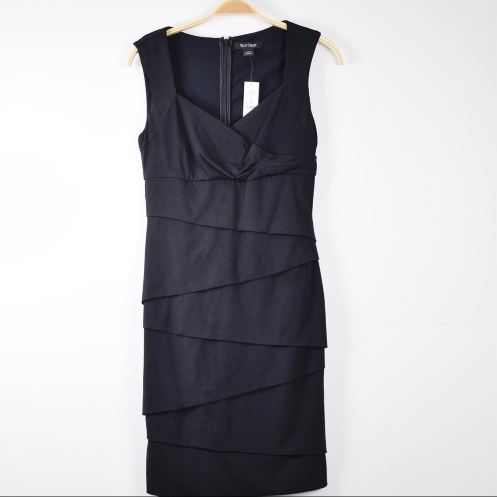 NWT WHBM Women’s Sz.10 Black Tiered Slimming Dress